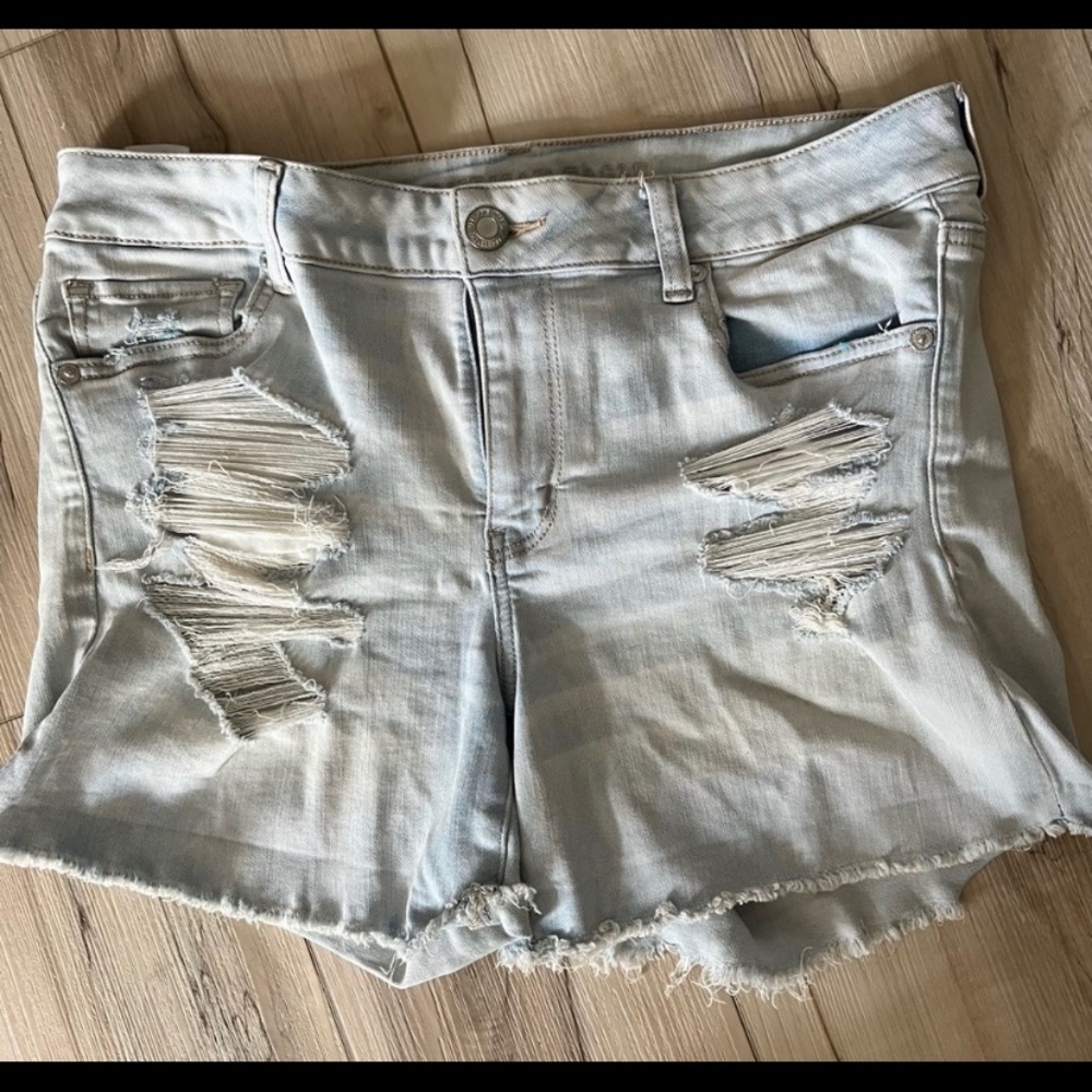 American Eagle Outfitters distressed denim jean stretch shorts 14